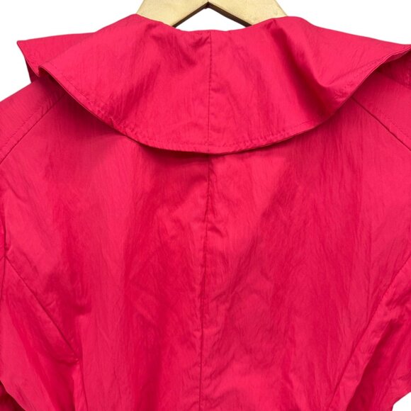 Etcetera Belted Ruffle Jacket Womens Coral Red Pink Trench Coat Size 4 - Picture 14 of 16